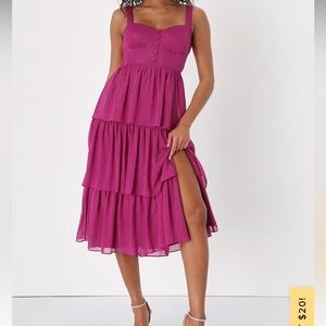 Lulu’s magenta/pink ruffled dress. Size small. Brand new never worn!